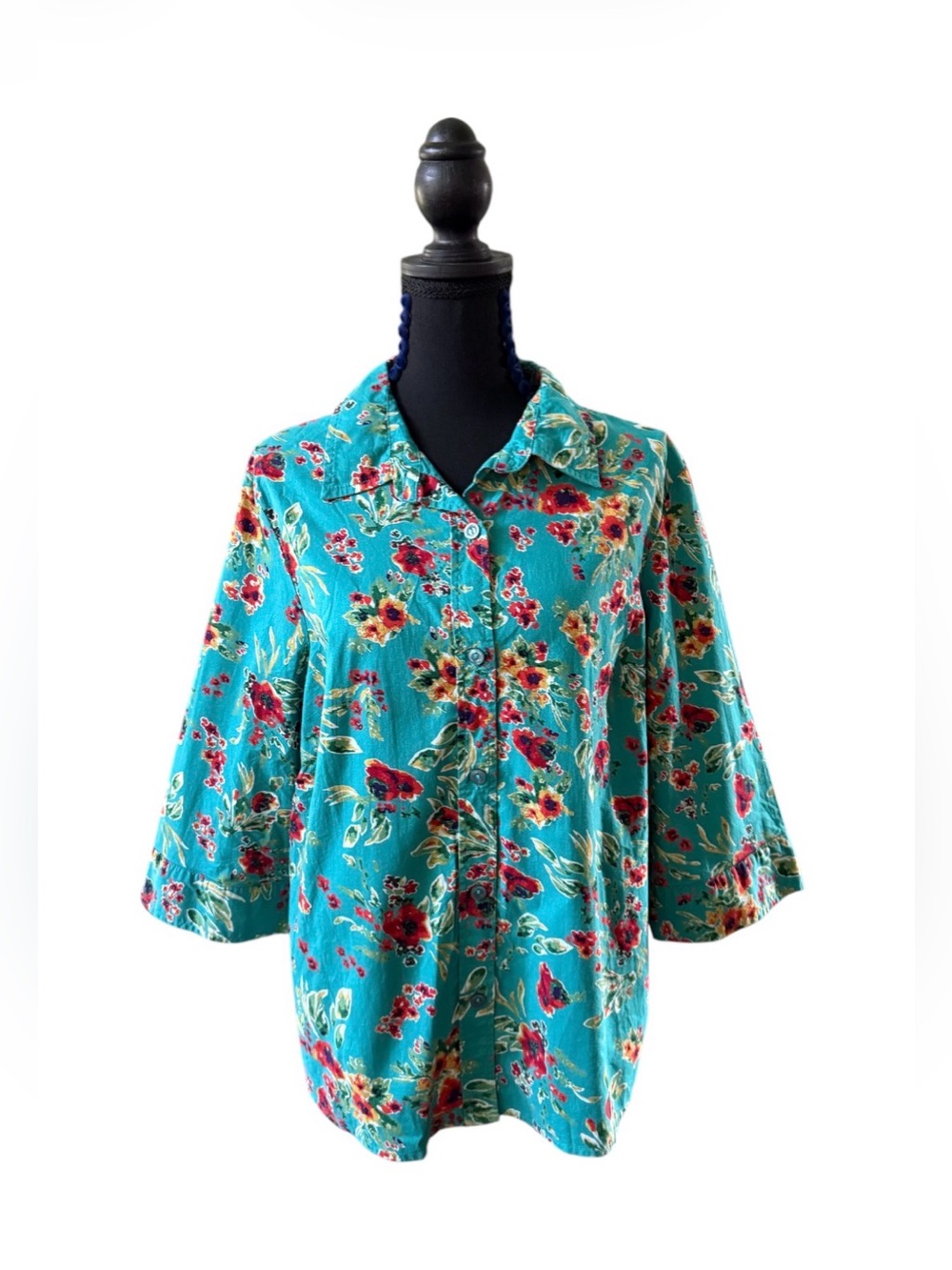 Blair Turquoise Floral Button-Down Shirt